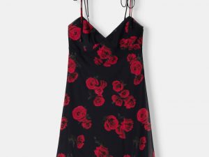 Tulle mini dress with roses
