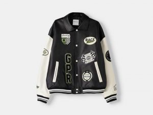 Leather effect jacket with patches