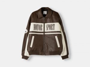 Faux leather bomber jacket