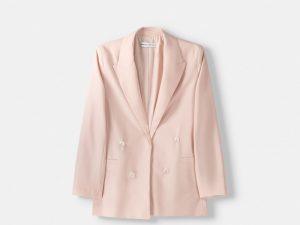 Slim-fit flowing double-breasted blazer