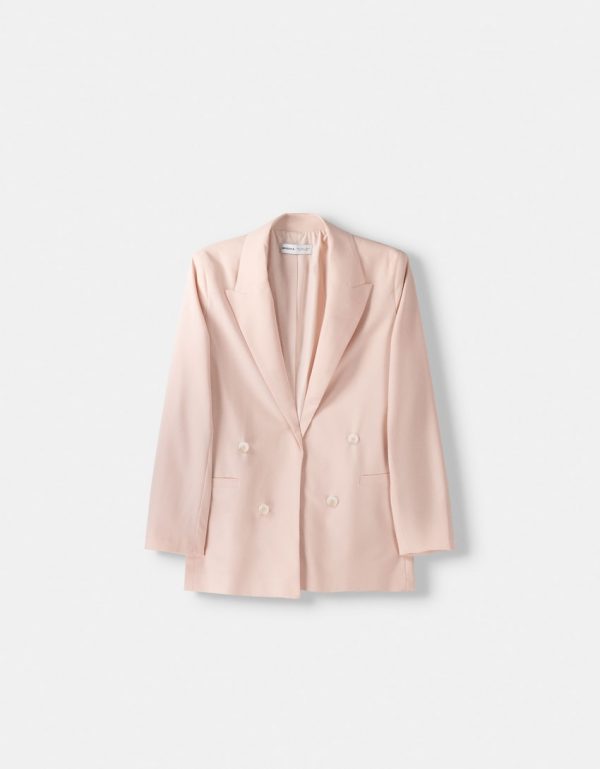 Slim-fit flowing double-breasted blazer