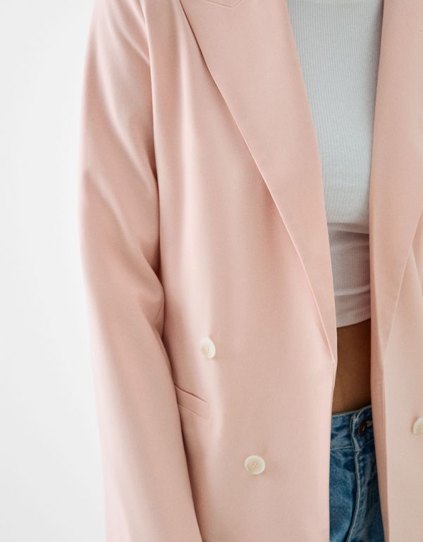Slim-fit flowing double-breasted blazer - Image 2